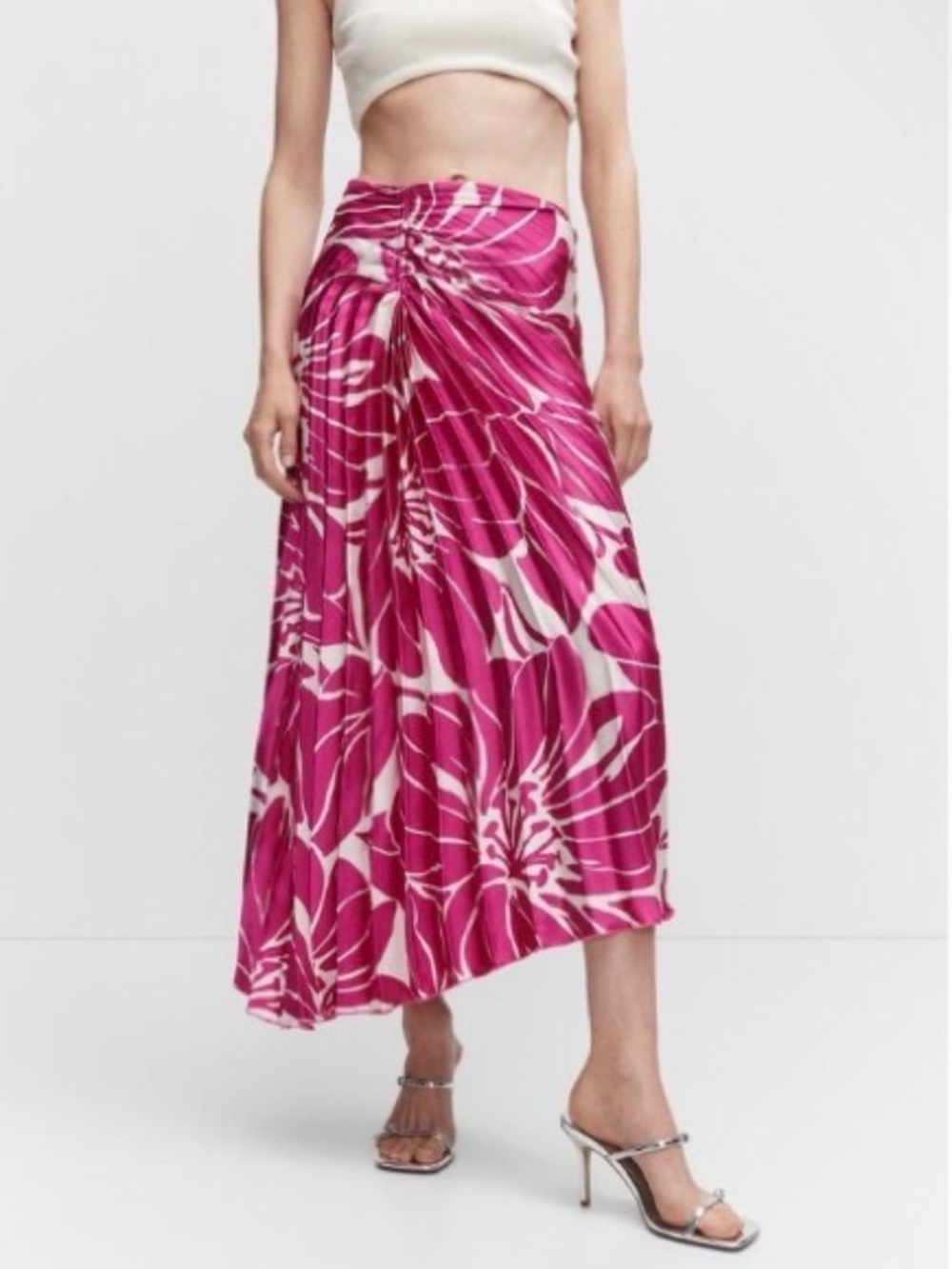 Mango Pink and White Floral skirt